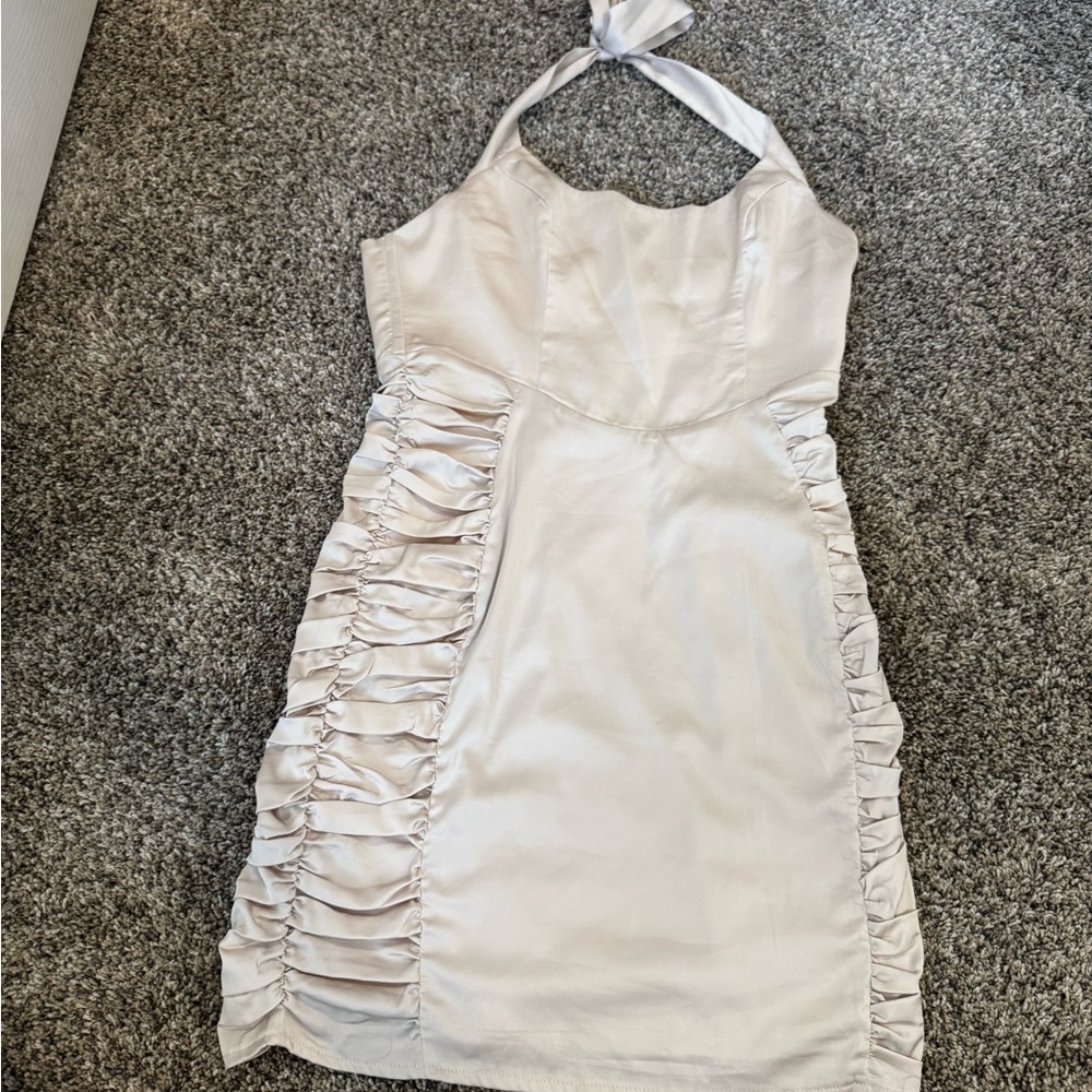 Selfie Leslie Light Pink Halter Dress with Ruffles